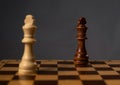 Concept of equal battle between two chess kings Royalty Free Stock Photo