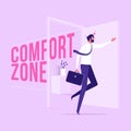 Concept of escaping comfort zone, step to success Royalty Free Stock Photo