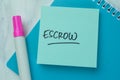 Concept of Escrow write on sticky notes isolated on Wooden Table