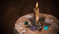 Magic concept. Paganism and wicca rite, altar of witch