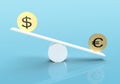 Concept of euro currency stronger than dollar currency Royalty Free Stock Photo