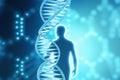 Concept of the evolution of human DNA in the distant future. View under the microscope