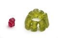concept for exclusion and outsiders gummy candies