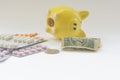 Concept of expensive drugs. social problems. piggy bank Royalty Free Stock Photo