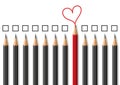 Concept of love expressing its difference by using pencils as a symbol.