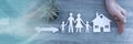 Concept of family, home and car insurance; panoramic banner Royalty Free Stock Photo
