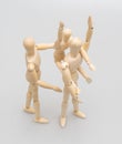 concept of family by man Wood Figure ,women Wood Figure and child wood figure ./white background