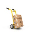 Concept of fast delivery boxes on a trolley