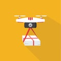 Dron delivers the parcel. The concept of fast, free delivery,