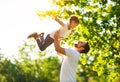 Concept of father`s day! happy family dad and child daughter    in nature Royalty Free Stock Photo