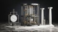 Concept of Analytical Engine With Stone Logic Formations and a Set of Columns, Showcasing Advanced Technical Design and Royalty Free Stock Photo