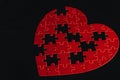 The concept of feelings in a puzzle. missing pieces in the puzzle, broken love Royalty Free Stock Photo