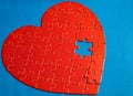 The concept of feelings in a puzzle. missing pieces in the puzzle, broken love Royalty Free Stock Photo