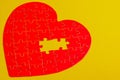 The concept of feelings in a puzzle. missing pieces in the puzzle, broken love Royalty Free Stock Photo