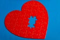 The concept of feelings in a puzzle. missing pieces in the puzzle, broken love Royalty Free Stock Photo