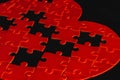 The concept of feelings in a puzzle. missing pieces in the puzzle, broken love Royalty Free Stock Photo
