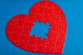 The concept of feelings in a puzzle. missing pieces in the puzzle, broken love Royalty Free Stock Photo
