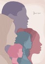 Silhouette profile group of multicultural women. International Womenâs day. Female social community of diverse culture