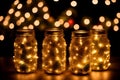 Festive Glow Captivating Christmas Mason Jar Lanterns.AI Generated
