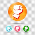 concept of fighting for rights. Abstract geometric triangular colorful icon hand compressed in fist on chequered background