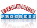 Concept of finance and progress on toy cubes in red and blue Royalty Free Stock Photo