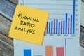 Concept of Financial Ratio Analysis write on sticky notes and stock market isolated on Wooden Table Royalty Free Stock Photo