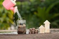 The concept of financial savings to buy a house. Royalty Free Stock Photo