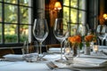 Elegant Table Setting for a Fine Dining Experience. Concept Fine Dining, Table Decor, Elegant Royalty Free Stock Photo