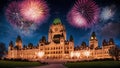 Fireworks over Parliament Hill.AI Generated