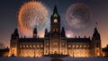 Fireworks over Parliament Hill.AI Generated