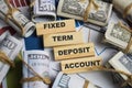Concept of Fixed term deposit account. Wooden block with words Fixed term deposit account Royalty Free Stock Photo