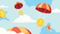 Crypto Airdrop Flat Design Royalty Free Stock Photo