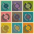 Concept of flat icons with long shadow eco energy Royalty Free Stock Photo