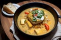 Flavorsome Temptation A Captivating Shot of Codfish Moqueca.AI Generated