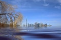 Concept of the flood in Ontario Lake in Toronto due to disastrous consequences of global warming and climate change