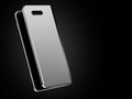 Concept of foldable smartphone folding on the longer side. Flexible smartphone isolated on black background. 3D rendering