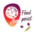 Concept food point near me. Template logo, sign, badge for cafe,
