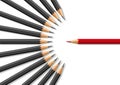 Concept of intolerance in the face of difference of opinion with for symbol of pencils. Royalty Free Stock Photo