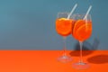 Concept of fresh alcohol drink, Aperol Spritz, space for text Royalty Free Stock Photo