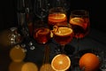 Concept of fresh summer cocktail, Aperol Spritz Royalty Free Stock Photo