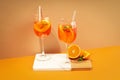 Concept of fresh summer cocktail, Aperol Spritz Royalty Free Stock Photo