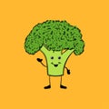 The concept of Fruits and vegetables. Broccoli in cartoon style Royalty Free Stock Photo