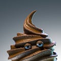 Concept of frustration and lack of motivation. Poop in the form of melting sad ice cream. 3d rendering