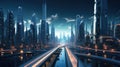 Concept future city skyline. Futuristic business vision concept