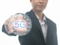 Concept of future technology 5G network wireless network that will control everything through electronic devices or have a short Royalty Free Stock Photo