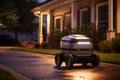 Concept of future, technology, unmanned courier robot.