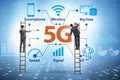 Concept of 5g fast networks with businessman