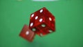 Concept Gambling template with flying dice. Red dice. 3D illustration Royalty Free Stock Photo