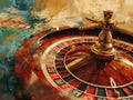 The concept of games of chance. Online casino gaming : roulette, cards, betting, chips, dice a world of chance and Royalty Free Stock Photo