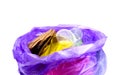 Concept of garbage and pollution. A pile of trash, crumpled plastic cup, packages, paper isolate on a white background Royalty Free Stock Photo